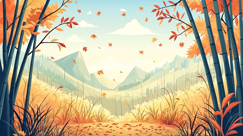 高清大图下载【趣麦麦图】秋日山间落叶唯美风景