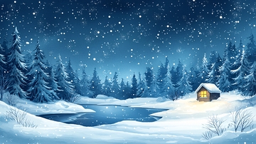雪夜森林小屋