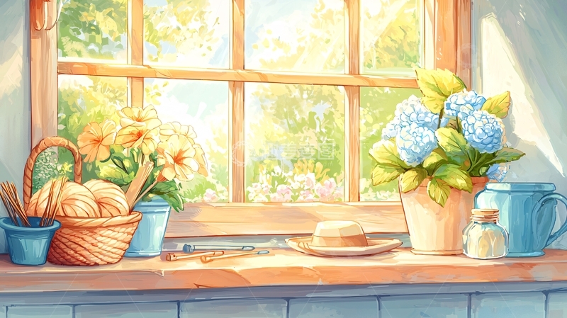 高清大图下载【趣麦麦图】窗边阳光明媚的静物