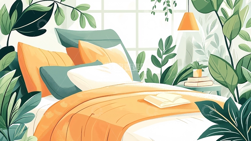 高清大图下载【趣麦麦图】绿色植物环绕的卧室