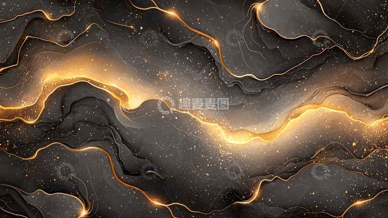 高清大图下载【趣麦麦图】金色波浪抽象艺术背景