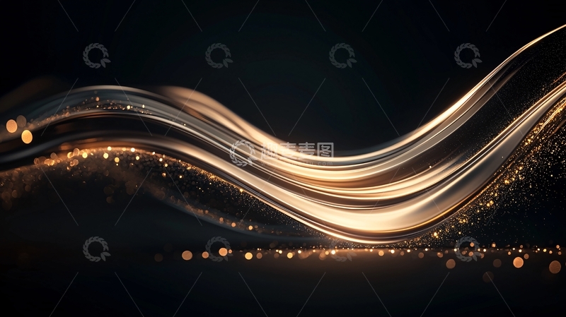 高清大图下载【趣麦麦图】金色波浪光效背景素材