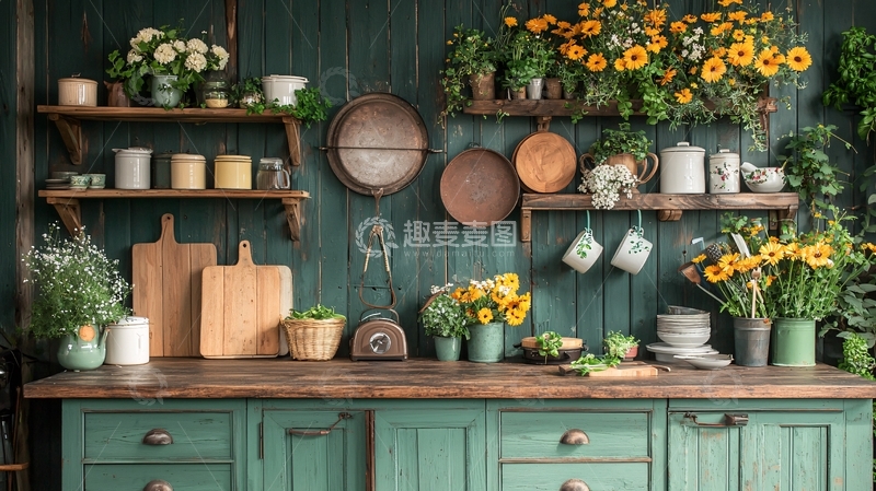 高清大图下载【趣麦麦图】绿意盎然的乡村厨房