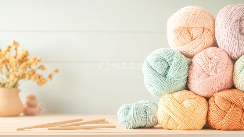 高清大图下载【趣麦麦图】粉色蓝色黄色毛线球