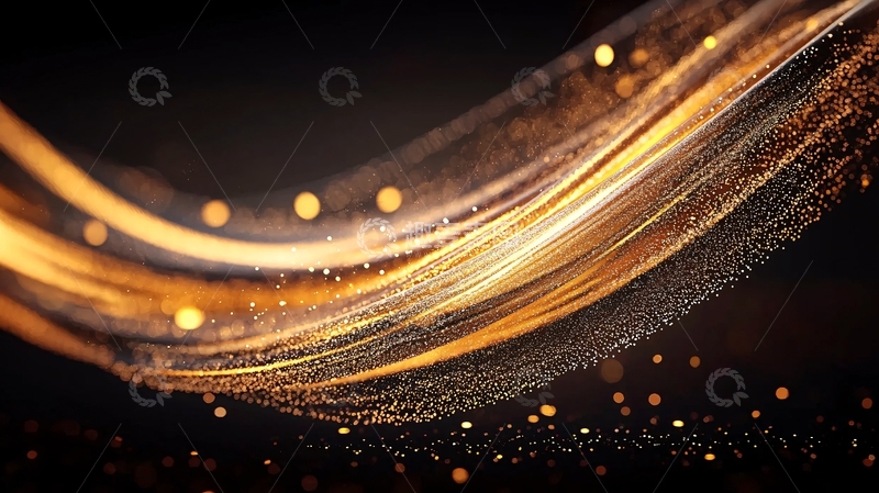 高清大图下载【趣麦麦图】金色光带流动效果背景