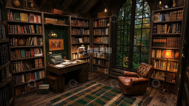 高清大图下载【趣麦麦图】书香气息浓郁的房间