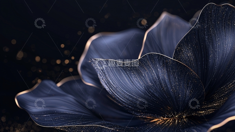 高清大图下载【趣麦麦图】深蓝色花瓣发光艺术背景