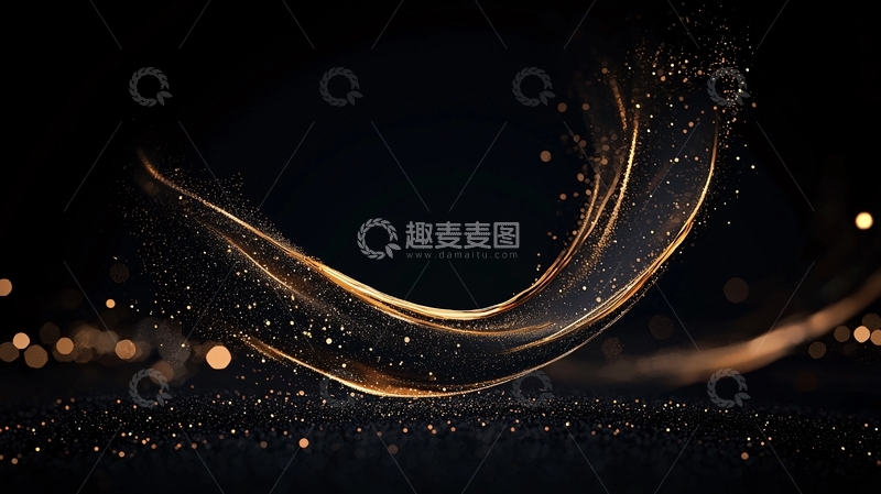 高清大图下载【趣麦麦图】金色粒子流动背景
