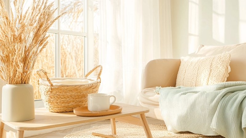 高清大图下载【趣麦麦图】温馨米色调卧室一角