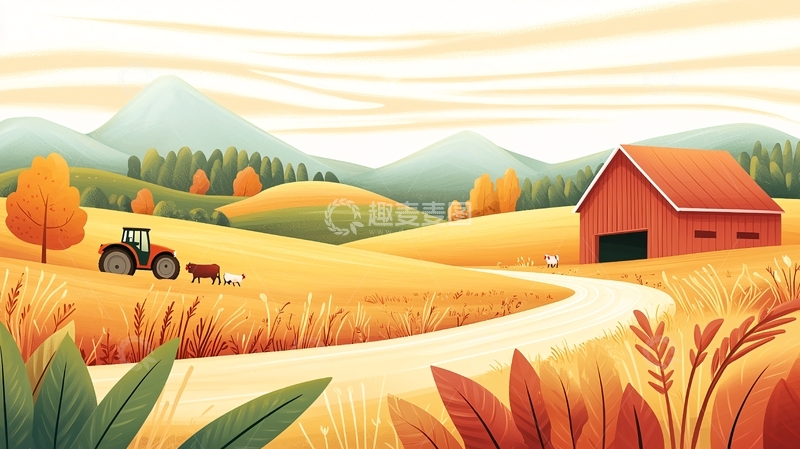 高清大图下载【趣麦麦图】秋收季节的农场风景