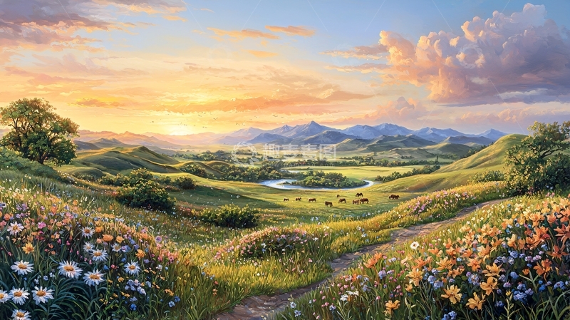 高清大图下载【趣麦麦图】阳光下的田园风光