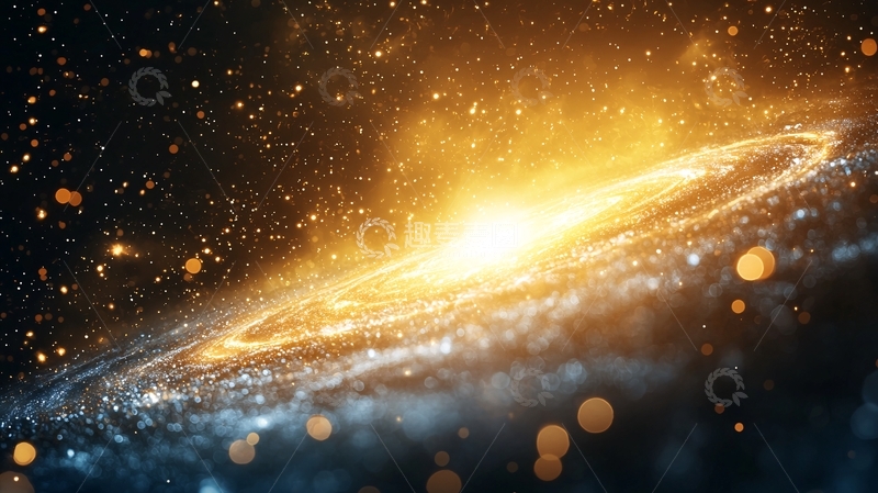 高清大图下载【趣麦麦图】金色星系背景素材