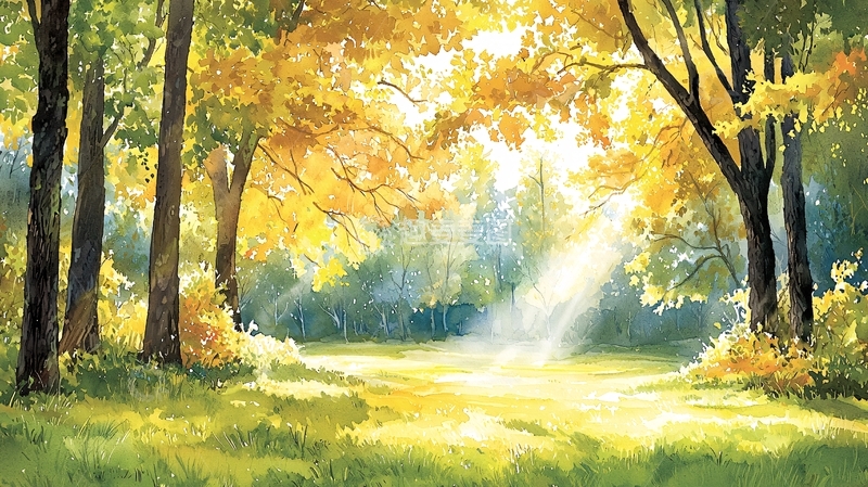 高清大图下载【趣麦麦图】阳光穿透树林的光线