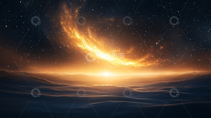 高清大图下载【趣麦麦图】极地星空下的雪原