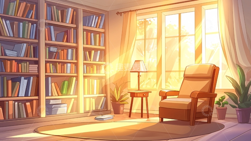 高清大图下载【趣麦麦图】阳光洒满的书房