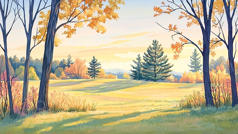 高清大图下载【趣麦麦图】秋日阳光下的静谧风景