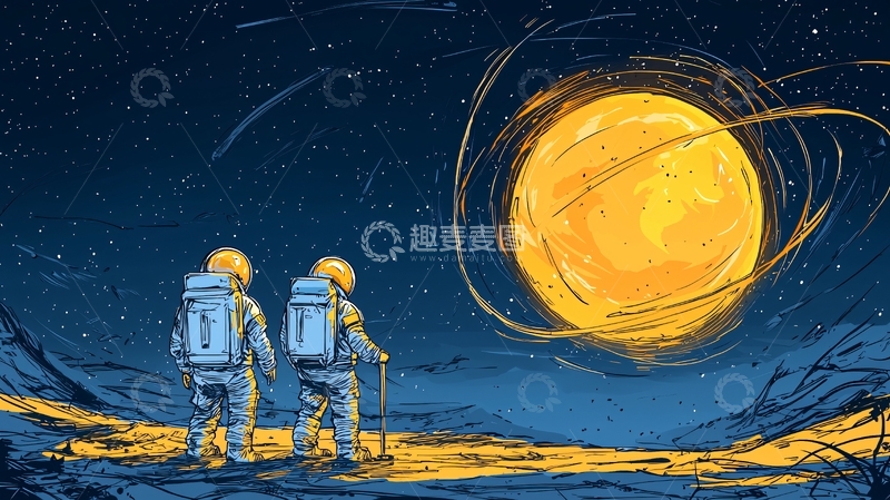 高清大图下载【趣麦麦图】太空漫步探索行星