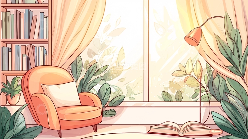 高清大图下载【趣麦麦图】温馨阳光的室内阅读角