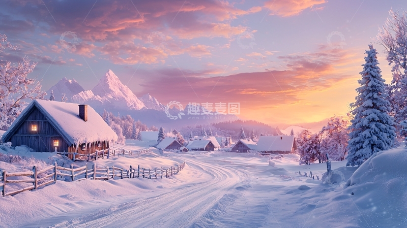 高清大图下载【趣麦麦图】雪覆盖的村庄