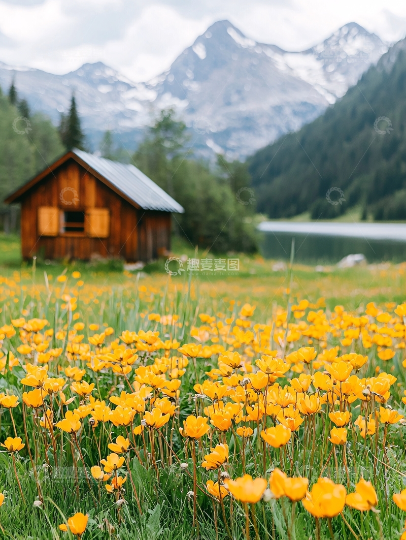 高清大图下载【趣麦麦图】高山小屋高清图片
