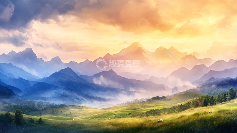 高清大图下载【趣麦麦图】山峰云雾缭绕唯美风景