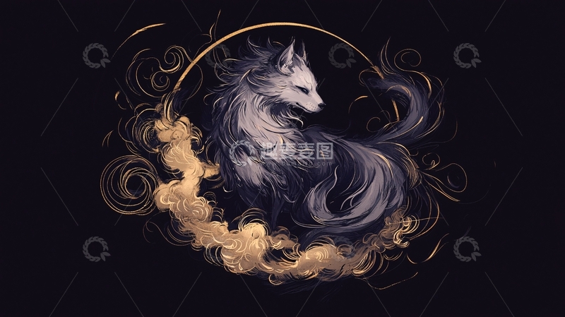 高清大图下载【趣麦麦图】神秘狐狸与金色漩涡