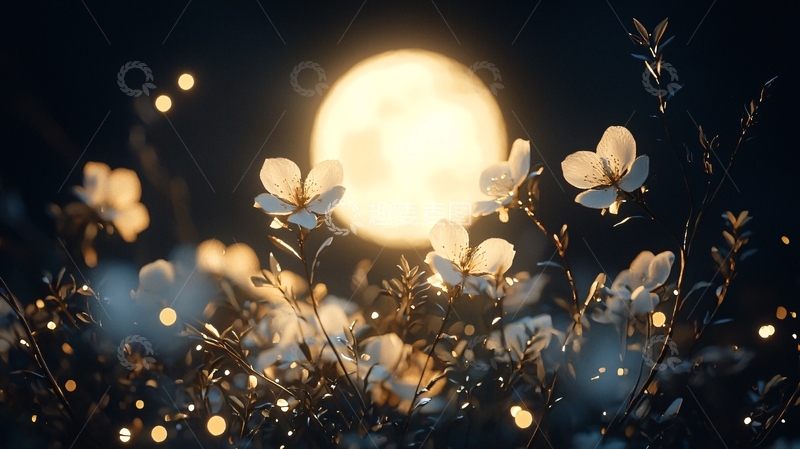 高清大图下载【趣麦麦图】月光下的花朵