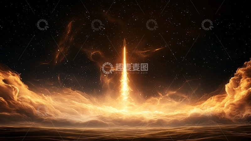高清大图下载【趣麦麦图】星际发射火箭与星云