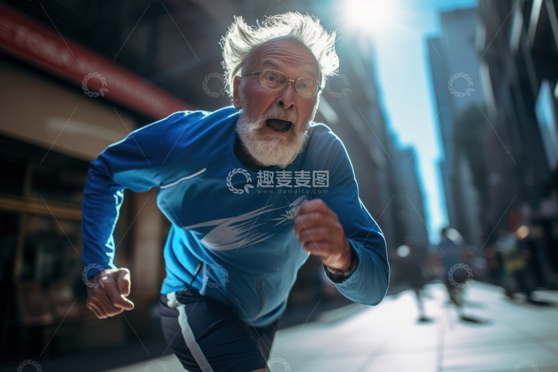 高清大图下载【趣麦麦图】跑步的一位老人