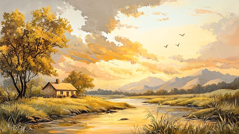 高清大图下载【趣麦麦图】田园风光油画