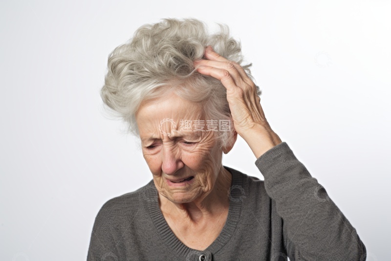 高清大图下载【趣麦麦图】头疼的一位老人