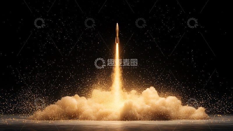 高清大图下载【趣麦麦图】火箭发射夜空星河