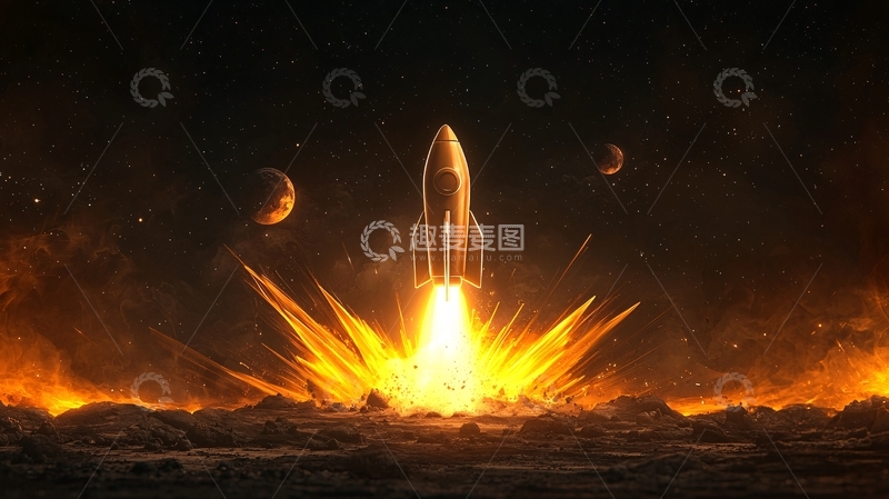 高清大图下载【趣麦麦图】星际火箭发射场景