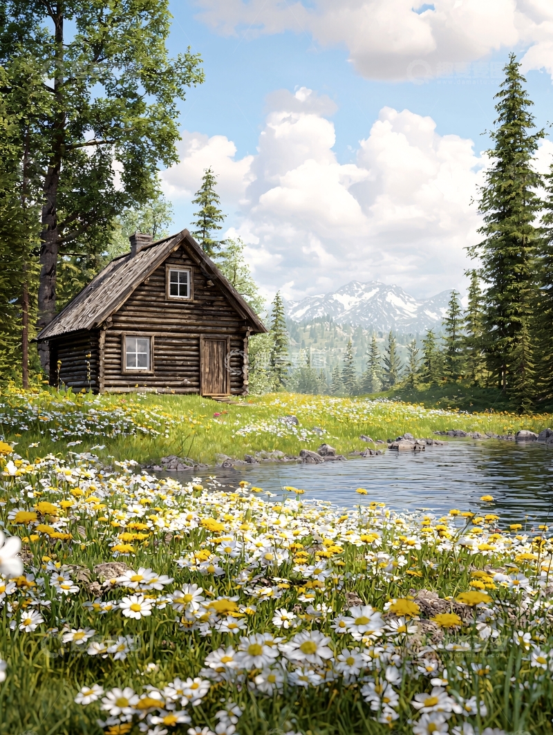 高清大图下载【趣麦麦图】森林小屋田园风光