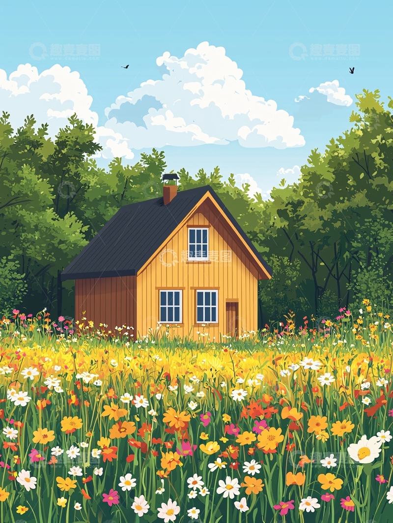 高清大图下载【趣麦麦图】田园小屋风景