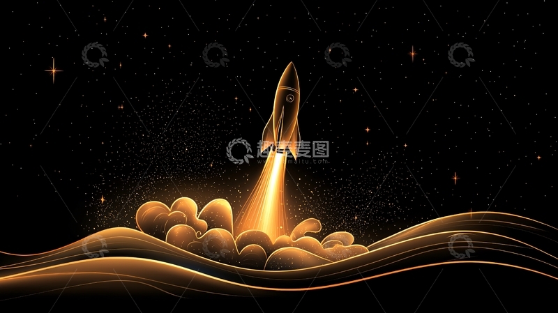 高清大图下载【趣麦麦图】火箭发射升空夜空星辰