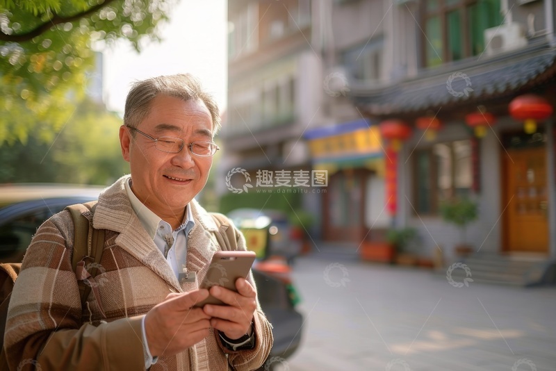 高清大图下载【趣麦麦图】外地旅游的老人