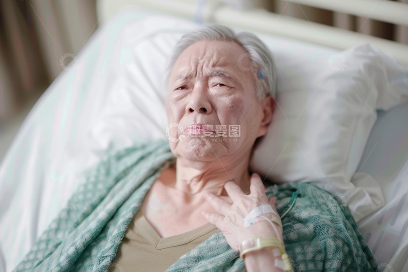 高清大图下载【趣麦麦图】躺在病床上的老年人
