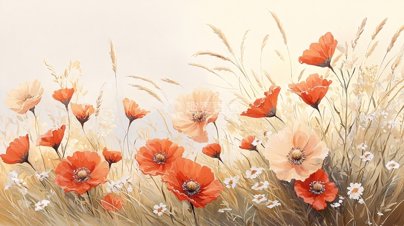 高清大图下载【趣麦麦图】秋日田野中的罂粟花