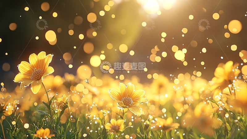 高清大图下载【趣麦麦图】金色阳光下的花海