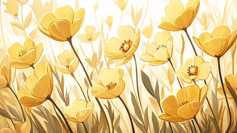 高清大图下载【趣麦麦图】金色花朵背景图案素材