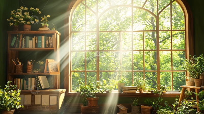 高清大图下载【趣麦麦图】阳光洒进窗户的房间