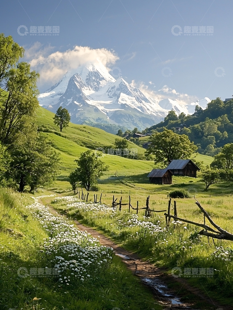 高清大图下载【趣麦麦图】山间小屋高清图片