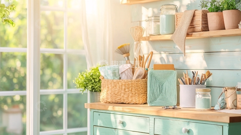 高清大图下载【趣麦麦图】阳光明媚的厨房台面