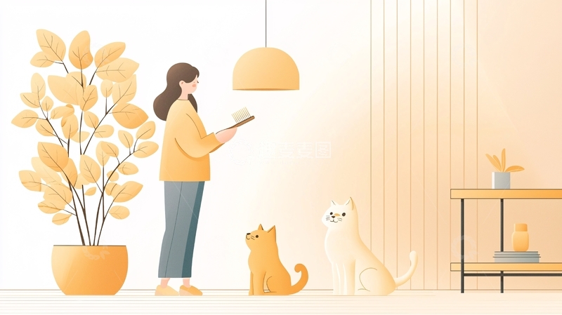 高清大图下载【趣麦麦图】房间里女子读书猫陪伴