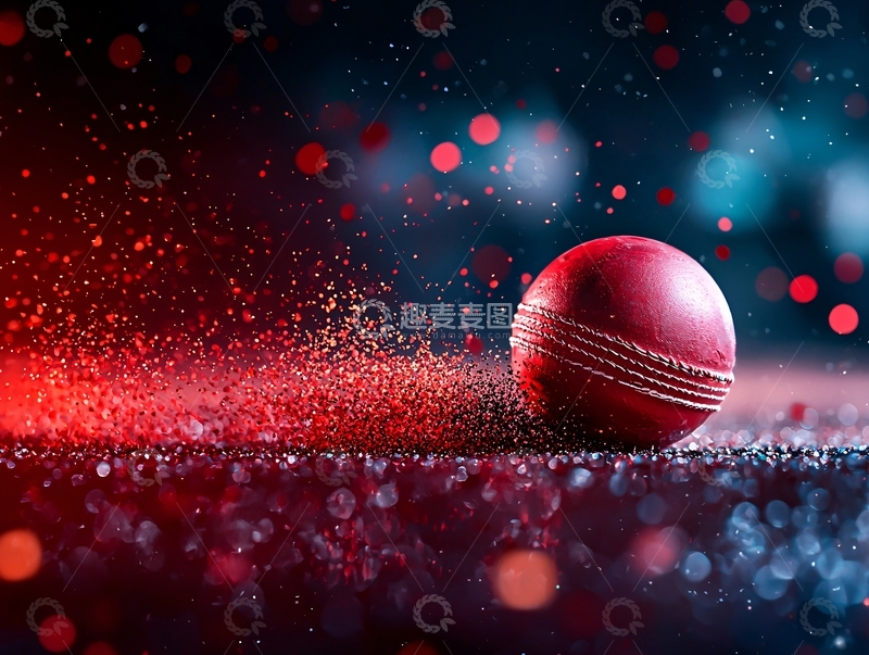 高清大图下载【趣麦麦图】红色板球与金色光芒背景