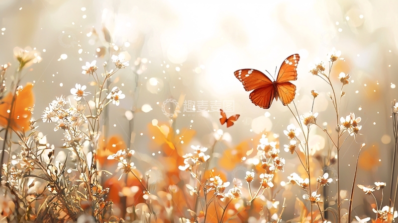 高清大图下载【趣麦麦图】秋日蝴蝶与野花