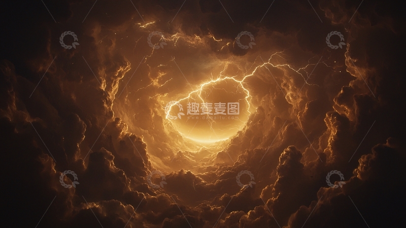 高清大图下载【趣麦麦图】雷电风暴中的月亮