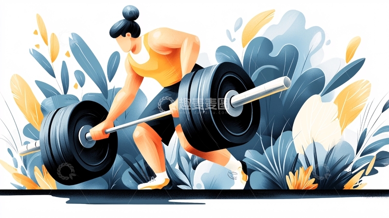 高清大图下载【趣麦麦图】举重女性的插画