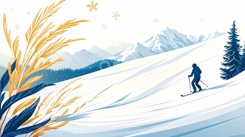 高清大图下载【趣麦麦图】滑雪者在雪山上滑行